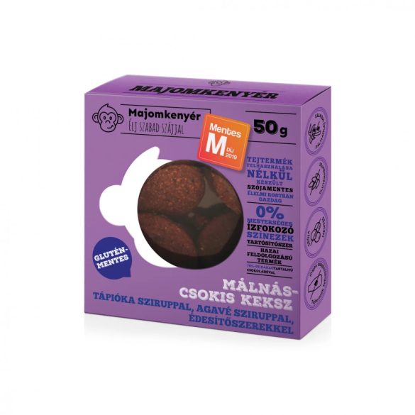  Majomkenyér Málnás-csokis Paleokeksz (50 g) (díjnyertes)